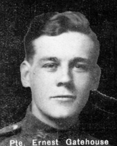 Ernest Gatehouse, brother of Frederick, killed in action April 5, 1916